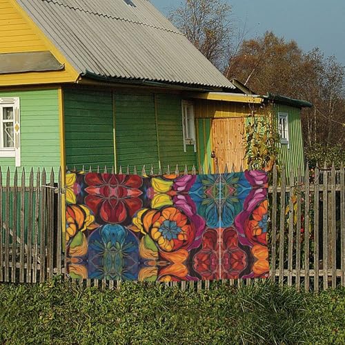 MINDBBDFJ Flower Stained Glass Print Banners And Signs For Outdoor/Indoor,Personalized Banner Customizable Parties Halloween Banner (180x90cm)4