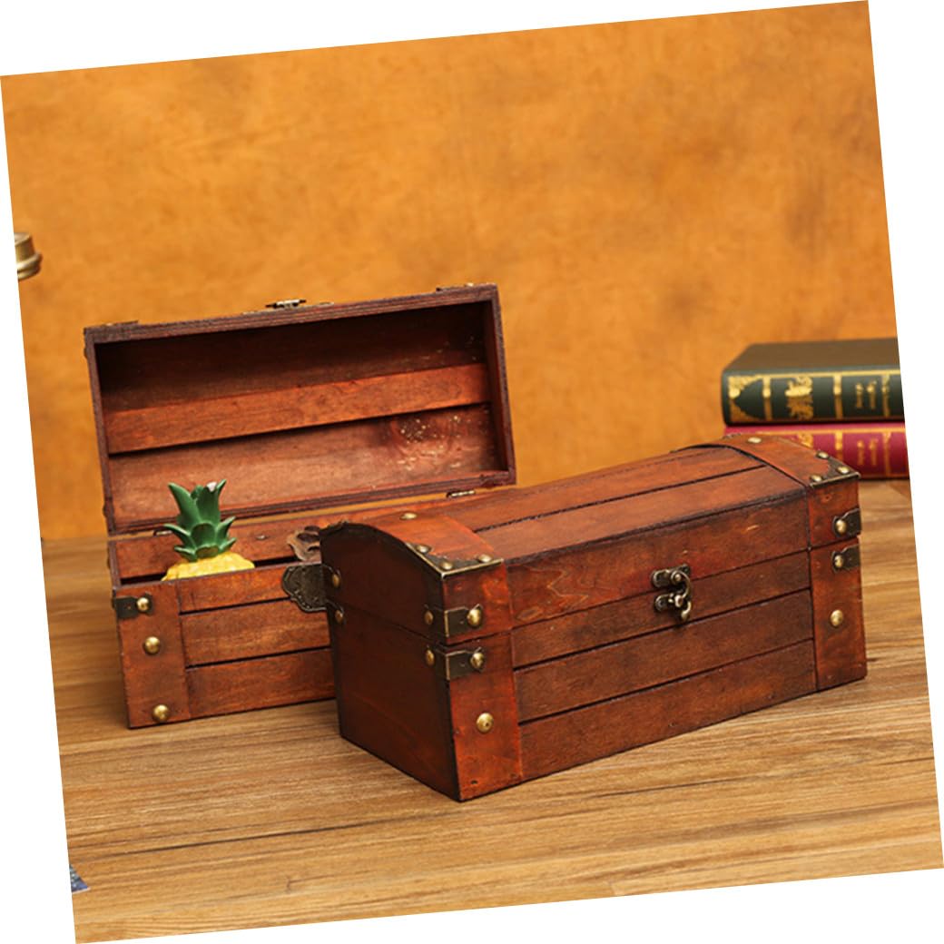 TOYANDONA Vintage Holzkiste mit Schloss als Dekorative Schmuckaufbewahrung und Fotorequisite für Elegante Aufbewahrung in Braun