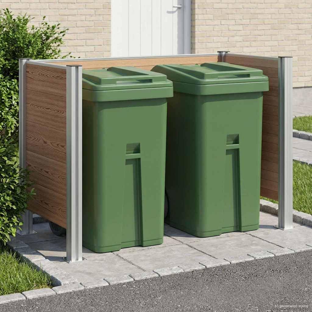 Clôture de jardin en composite marron pour masquer les poubelles sur la terrasse