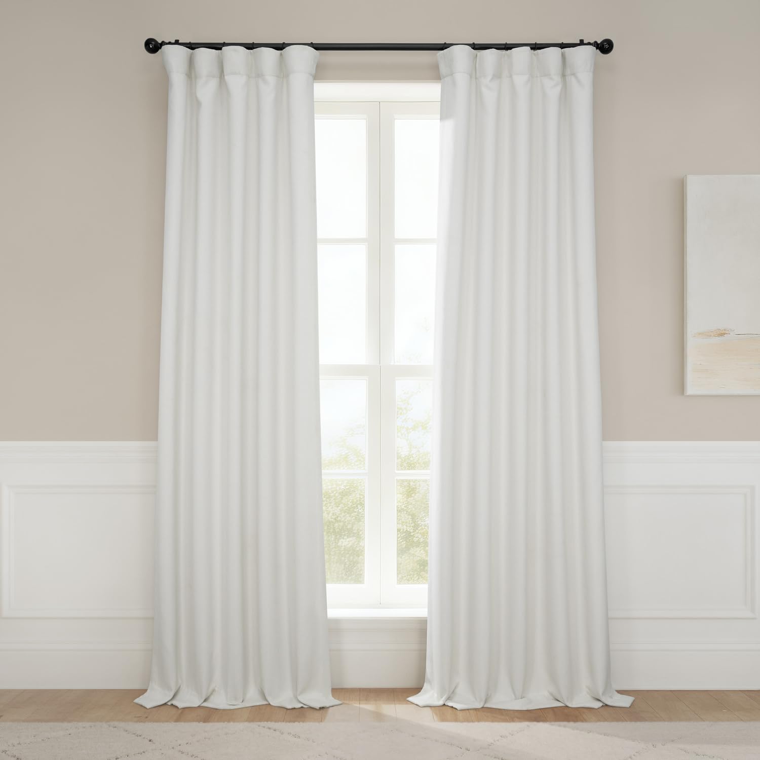 HPD Half Price Drapes Faux Linen Room Darkening Curtains - 96 Inches Long Luxury Linen Curtains for Bedroom & Living Room (1 Panel), 50W X 96L, Birch