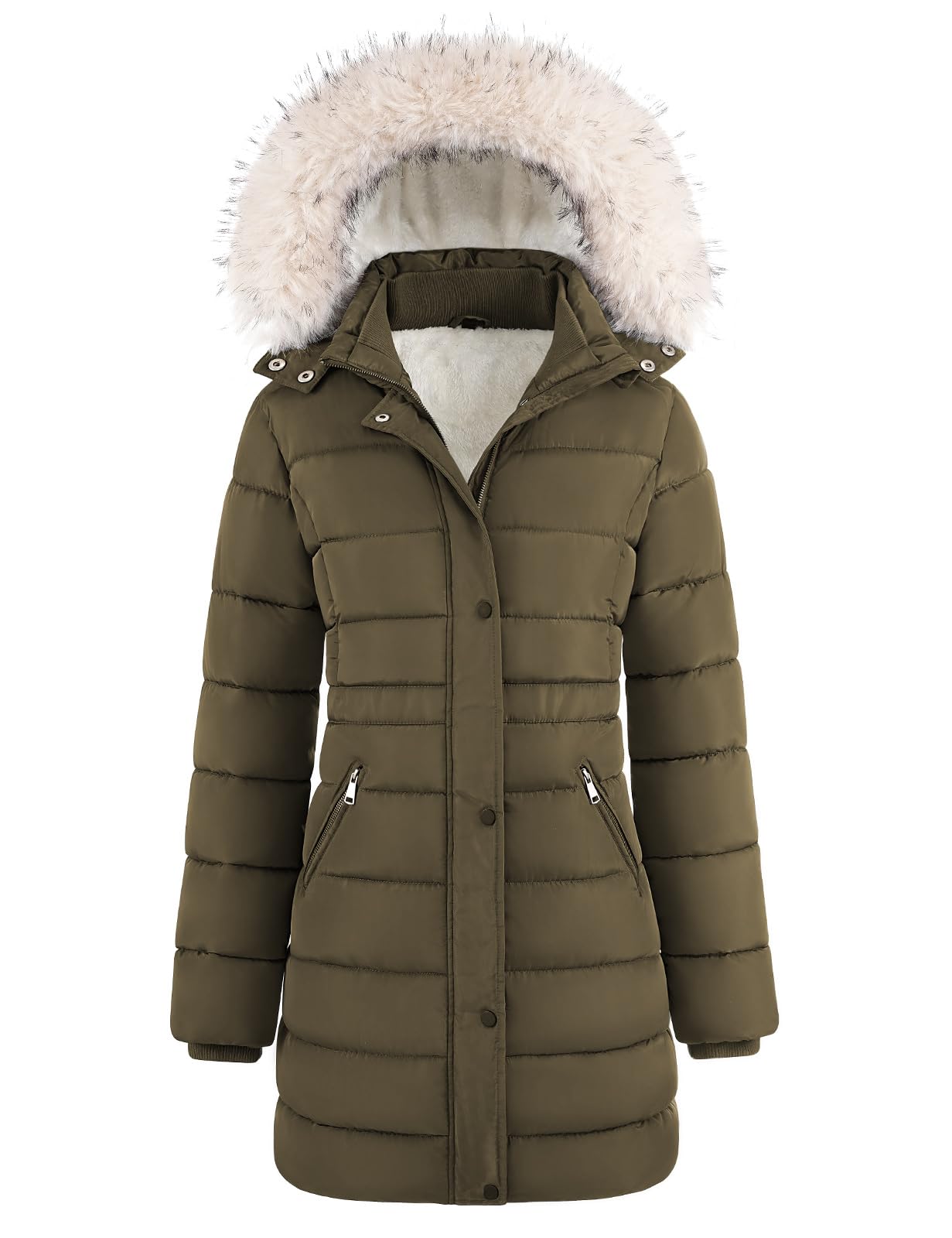 Yuson Girl Manteau Femme Hiver Veste Chaud Long Puffer Parka à Capuche Polaire Epaisse Chic Blouson Matelassé Coupe-vent Doudoune Extérieur longue Décontracté Manteaux avec Zippé