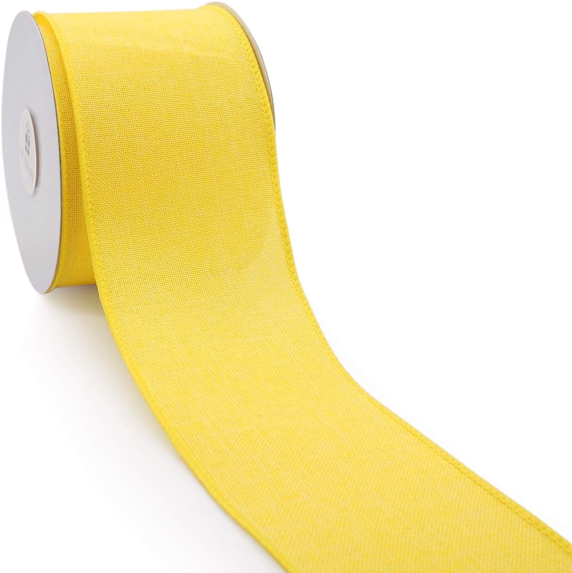CT CRAFT LLC Burlap Fabric Wired Ribbon 2.5" x 10 Yards Yellow color for Christmas Home Wedding Decor Gift Wrapping Tree Topper Bow Wreath Bouquet DIY Crafts