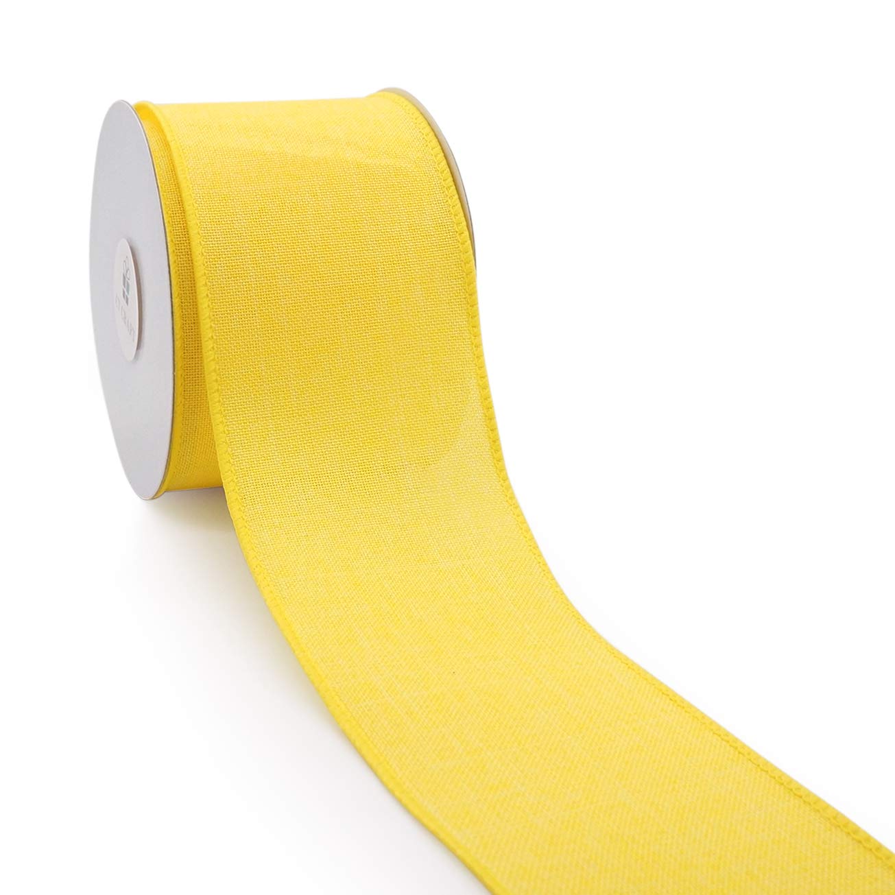 CT CRAFT LLC Burlap Fabric Wired Ribbon 2.5" x 10 Yards Yellow color for Christmas Home Wedding Decor Gift Wrapping Tree Topper Bow Wreath Bouquet DIY Crafts