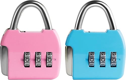 Miniatura 7 de Candado de combinación pequeña, cerraduras de combinación de 3 dígitos, cerradura de equipaje de viaje con código, mini cerradura combinada para