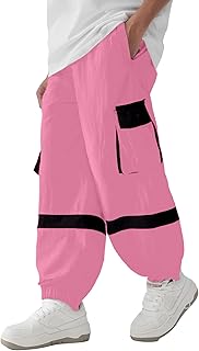Pantalones cargo para niños y niñas, mallas de colores de patchwork, pantalones de entrenamiento, ajustados, ajustados, con bolsillos con solapa