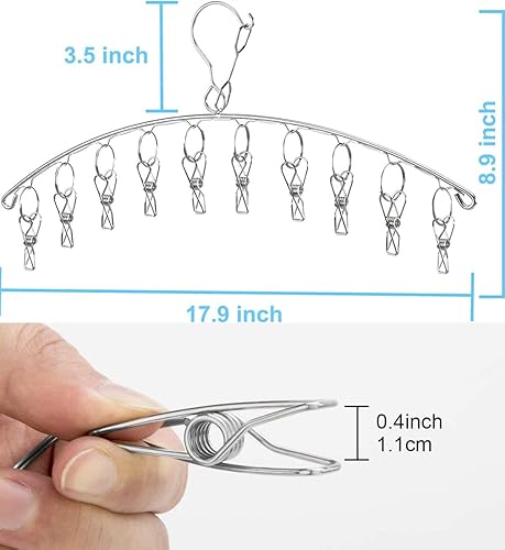 Miniatura 4 de Percha de ropa resistente al viento con 10 clips de acero inoxidable tendedero de ropa interior al aire libre calcetines secadora de hierbas paquete