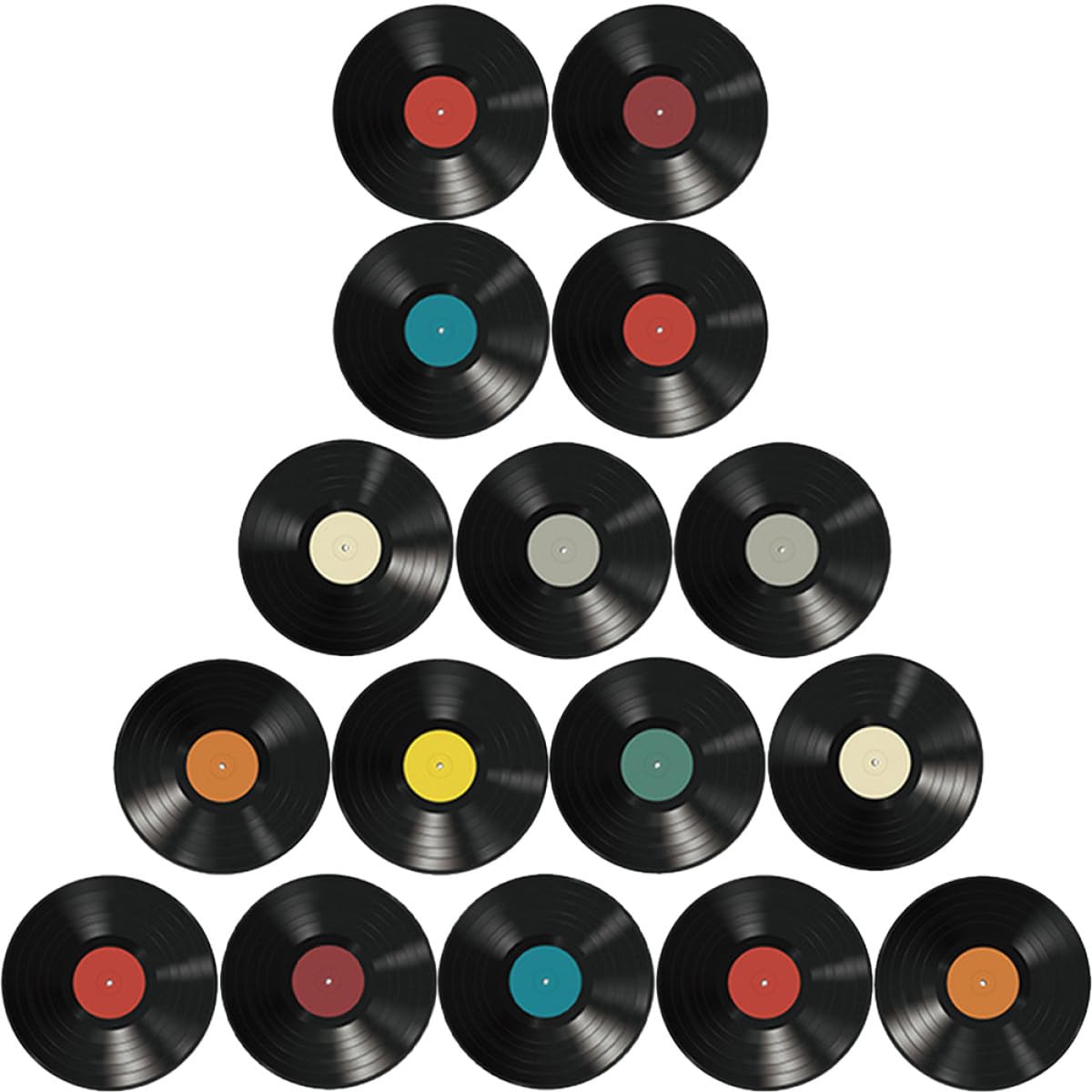 Décoration murale disques vinyles en PVC noir : lot de 16 autocollants rétro pour chambre