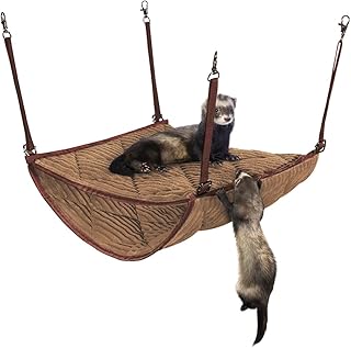 Luxurious Ferret Hammock and Rat Hammock for Cage - Machine-Washable Rat Bed, Small Animal Hammock, and Rat Toys & Accessories for Cage - Pet Accessories for Ferret, Rat, Chinchilla, and More - Brown