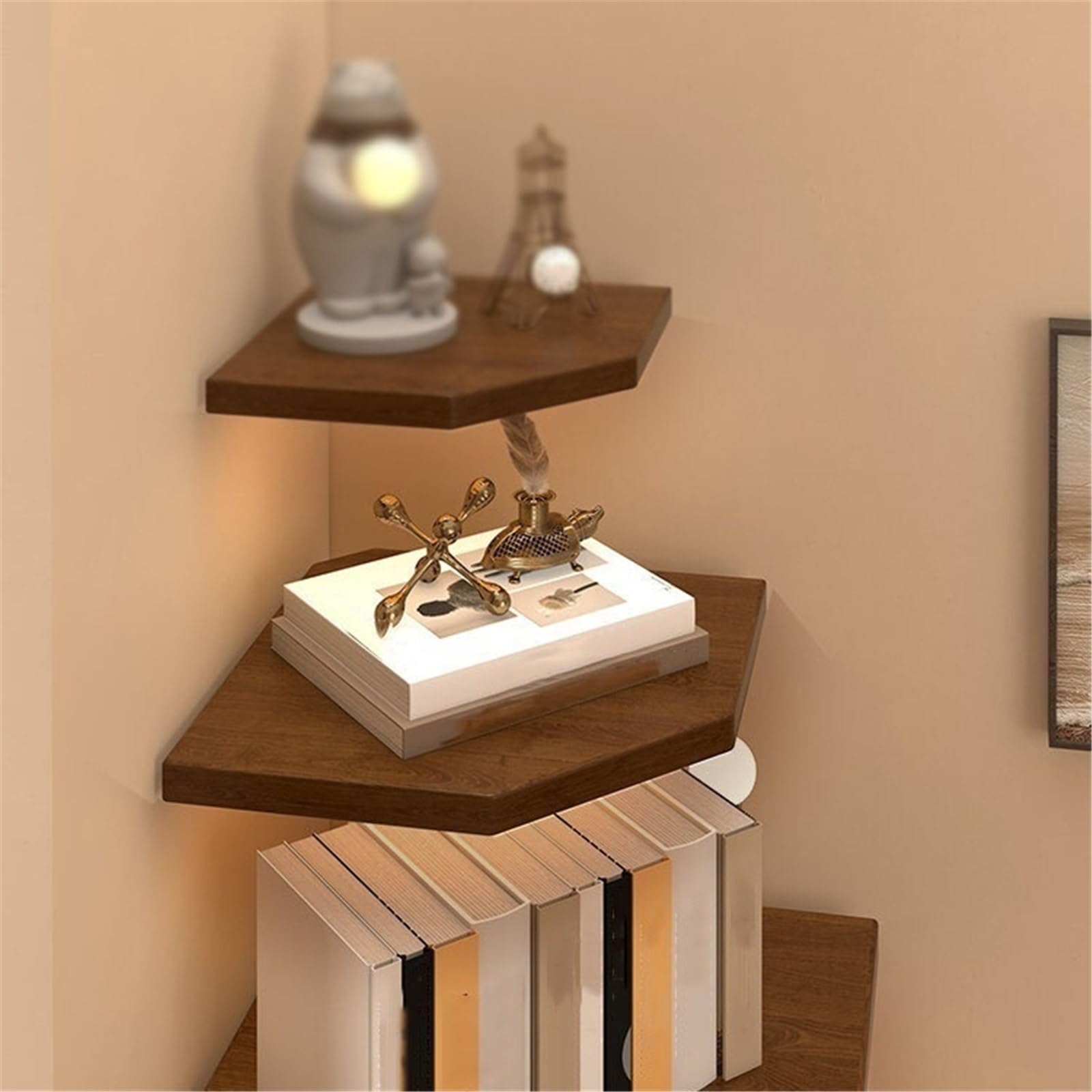 Estante Flotante Estantes flotantes poligonales for estantería Triangular de Pared Decoración(Blanco,Pequeño)