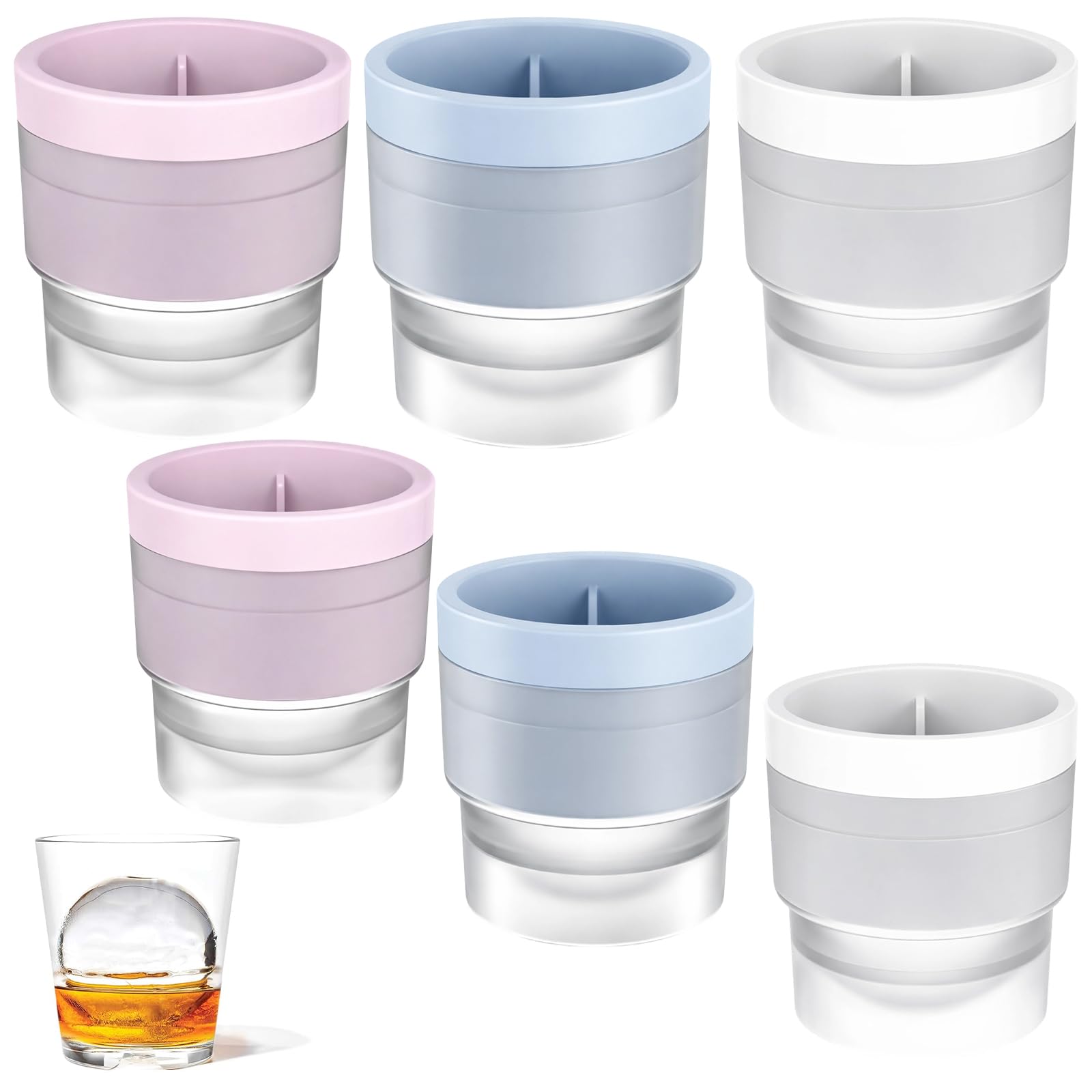 6PCS Ice Ball Mould Set, Large Ice Ball Maker for Whiskey and Cocktails,Sphere Ice Cube Mould Can Be Used to Make Ice Hockey for Beverages, Suitable for Home Bars and Entertainment Use