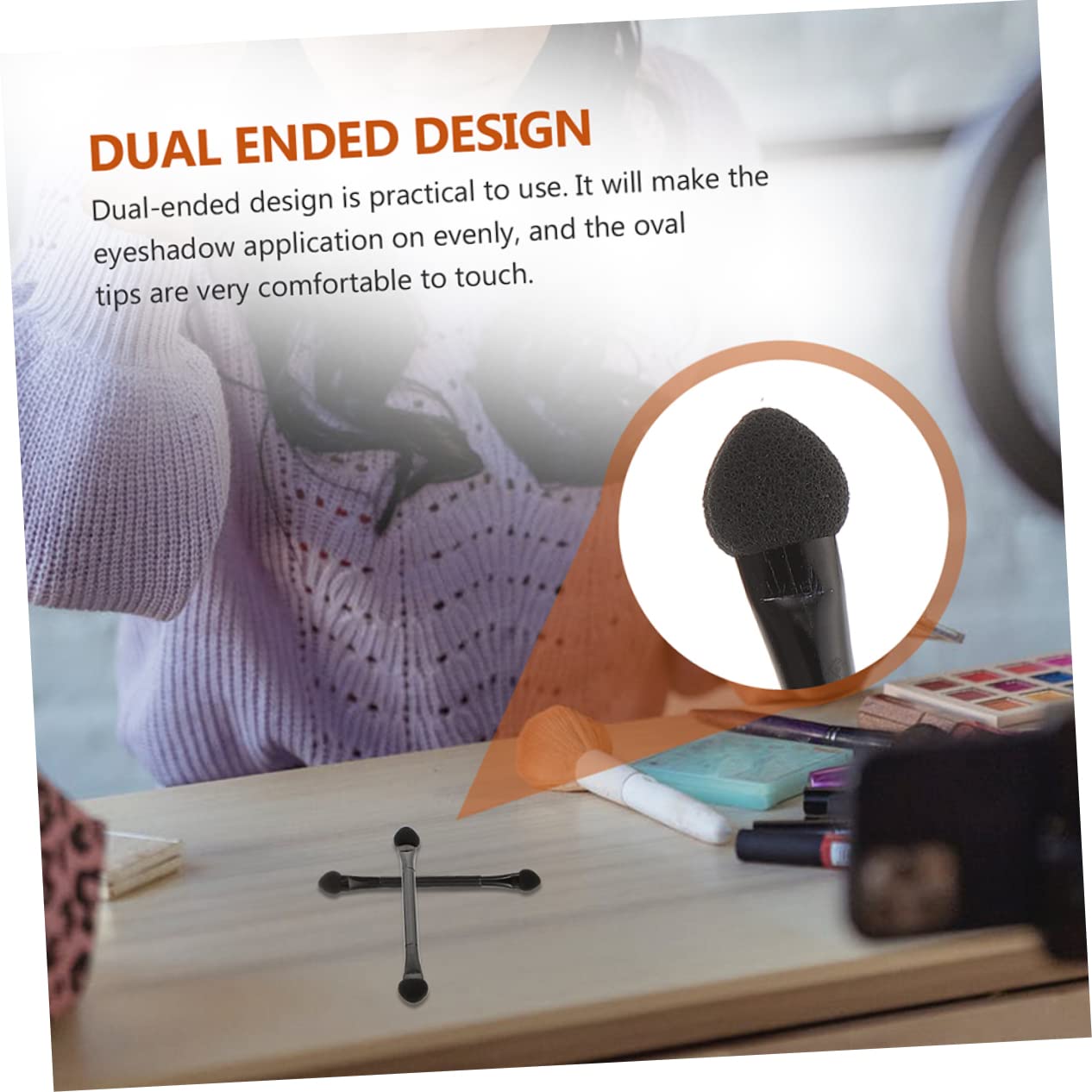 Ipetboom 25pcs Dual-end Eye Shadow Sticks Sponge Brush Sponge Applicator Set Easy to Use Makeup Tools for Beginners