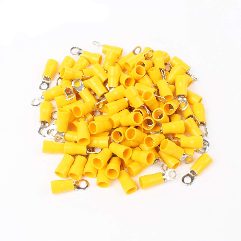LTRAJUYNH 40PCS RV5.5-4 Yellow Ring insulated terminal cable Crimp Terminal suit 4-6mm2 Cable Wire Connector
