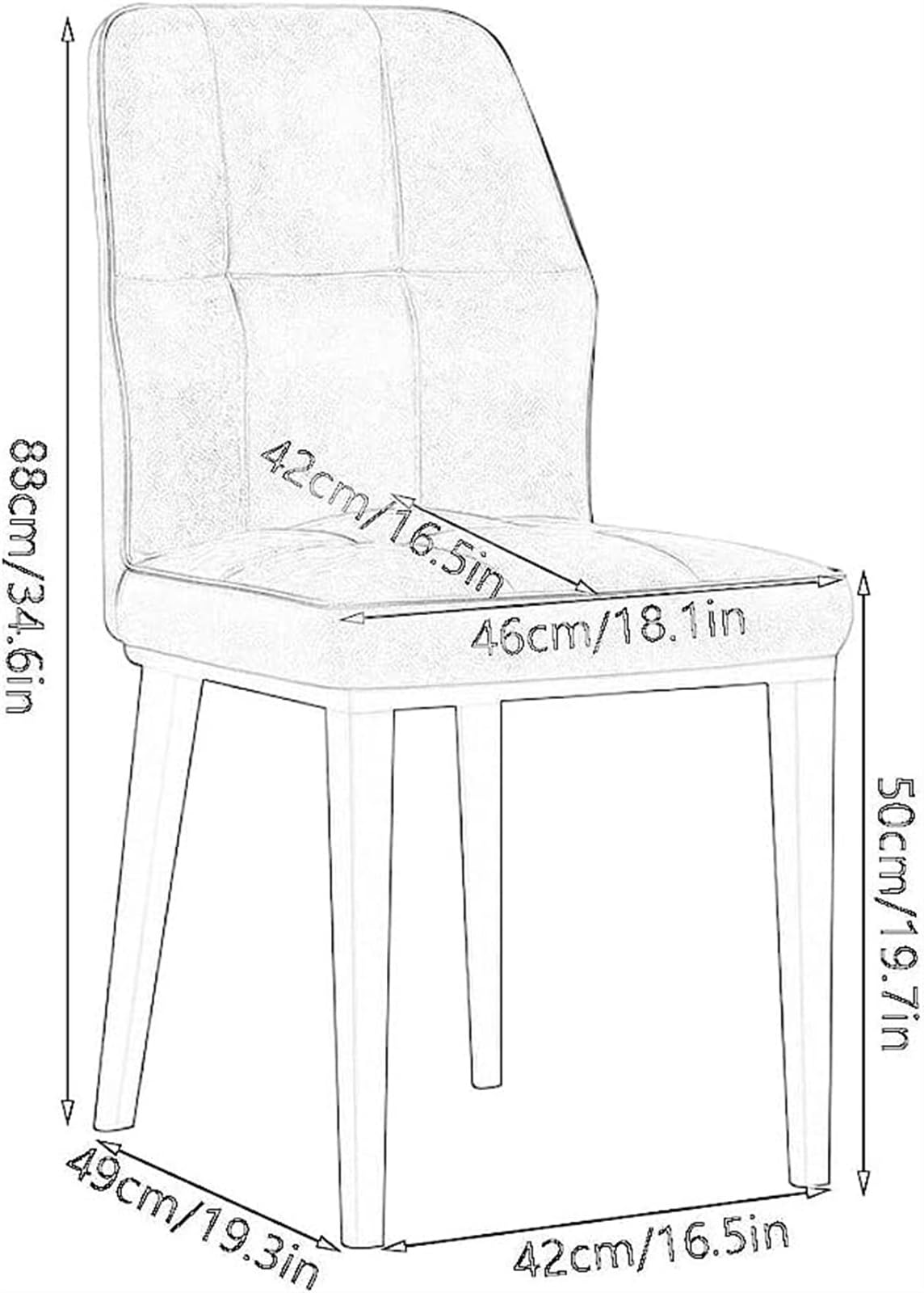 Juego de 6 sillas de comedor de cocina de piel sintética resistentes al agua con patas de metal de acero al carbono para oficina, salón, dormitorio (gris oscuro)