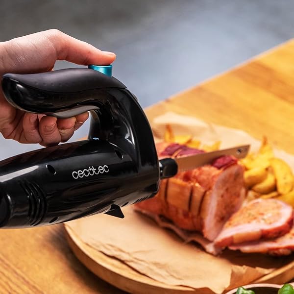 Cecotec Couteaux électriques Cut-Eat 1800 Black. 150 W, 3 lames en acier inoxydable, lavable au lave-vaisselle, silencieux, faible vibration, étui inclus. - 3