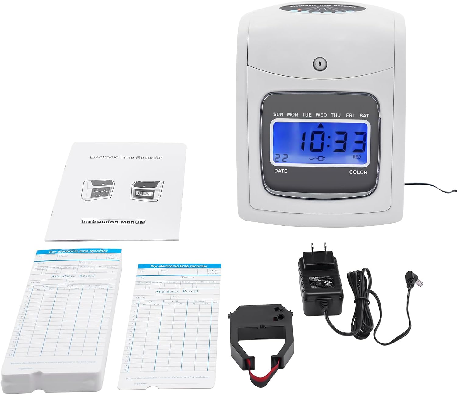 BINELUCOLU Time Clocks for Small Business, LED Display Time