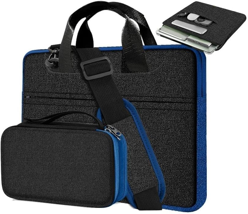ZINMARK Laptop Case 15.6 Inch Briefcase Military-Grade Protection with Detachable Belt Bag, Compatible All Model of 15-16 Inch MacBook Pro and Most Popular 15.6 Inch Notebooks Chromebooks (Gray&Blue)