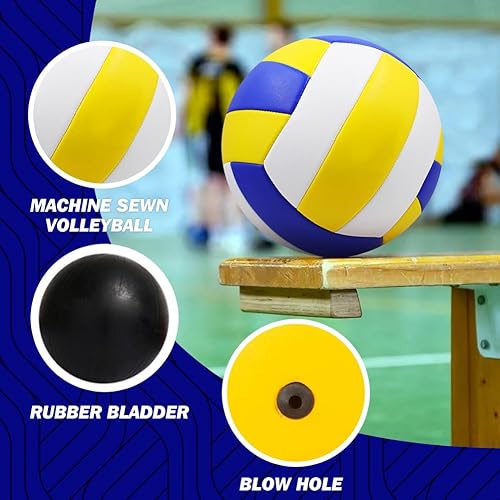 Miniatura 3 de Ukontagood Paquete de 9 pelotas de voleibol de tamaño oficial 5, voleibol para interiores y exteriores, impermeables, suaves, para piscina, playa,