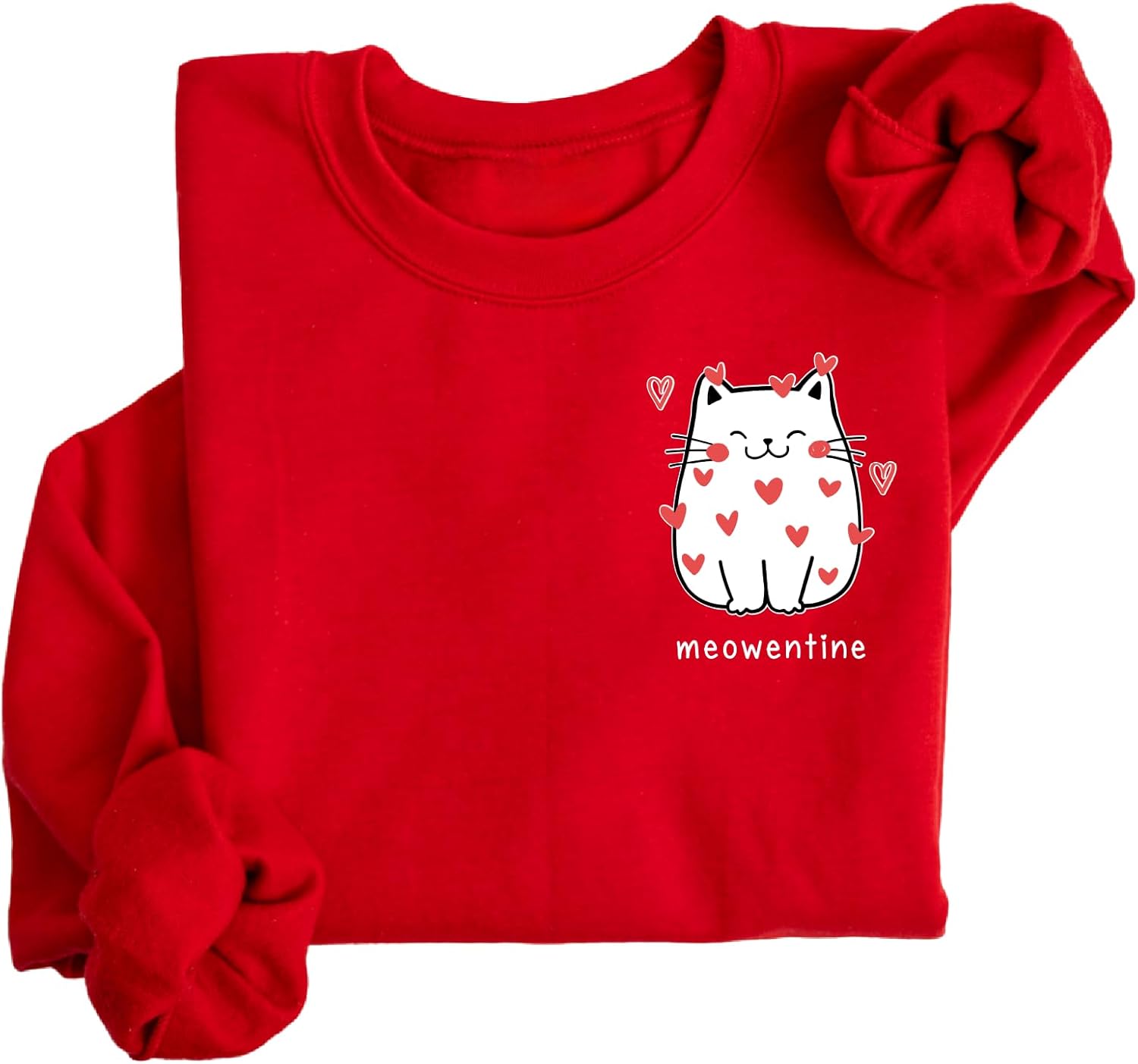 Valentines Cat Print Graphic Sweatshirt for Womens, Cat Lovers Valentine Gift - Image 4
