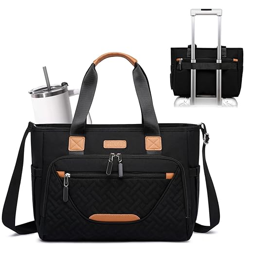 Diaper Bag Tote Bag, Large Tote with 16 Inch Laptop Compartment for Mom and Dad, Crossbody Multifunction organizer(Black)