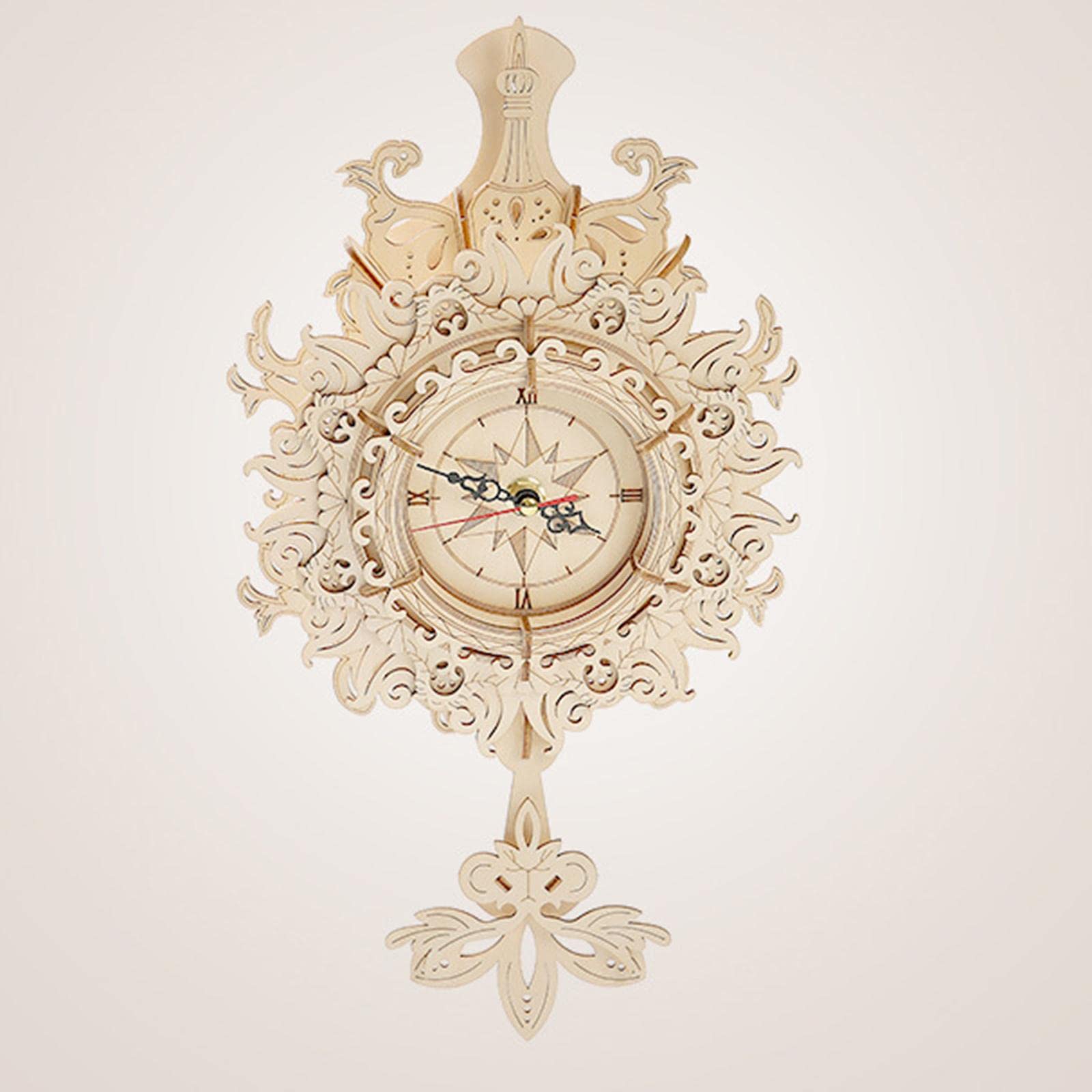 HouseVibe Modello di Orologio a Pendolo in Legno 3D per Adulti, Kit Fai da Te per Costruire Orologio da Parete Barocco, Decorazione Artigianale, 7.48x2.95x13 pollici