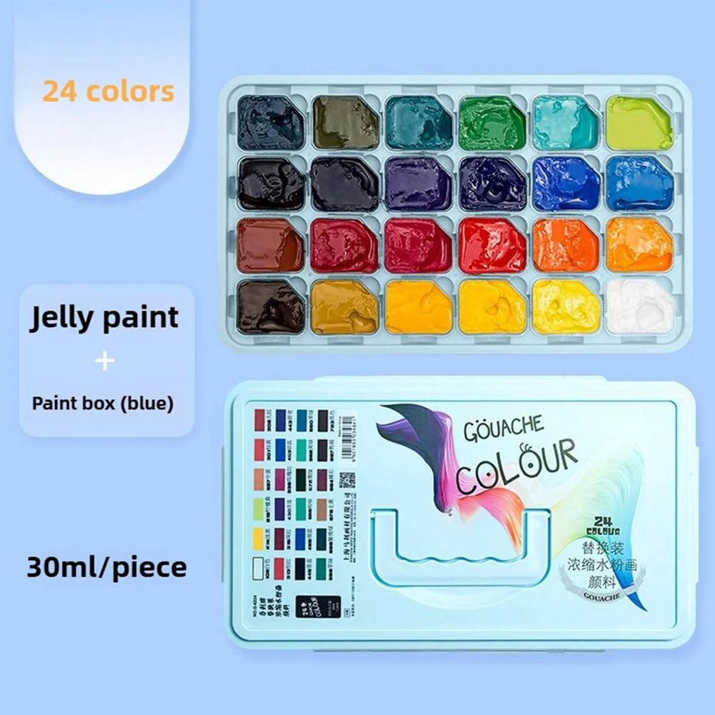 Art Débutant Gel Gouache Peinture Ensemble 24colors 30 Ml Peinture Concentrée Packs Réutilisables de Remplacement Gouaches Recharge