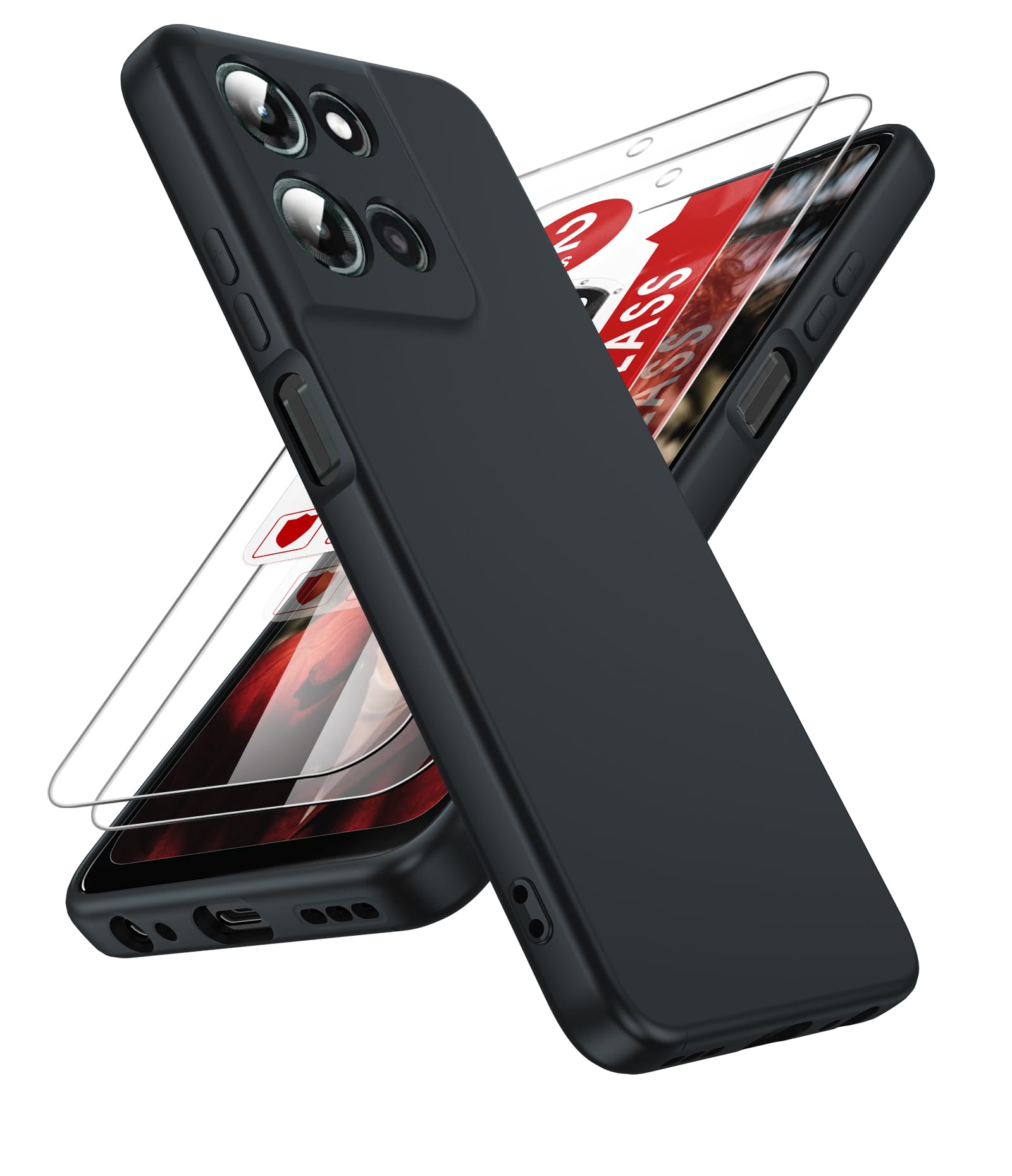LeYi for Moto-G-2025 Case: [𝐍𝐨𝐭 𝐅𝐢𝐭 𝐆 𝐏𝐨𝐰𝐞𝐫] Moto G 2025 Phone Case with【𝟐𝐏𝐂𝐒 Tempered Glass Screen Protector】, Slim & Anti-Scratch Silicone Motorola Moto G 5G 2025 Case (XT2513),Black