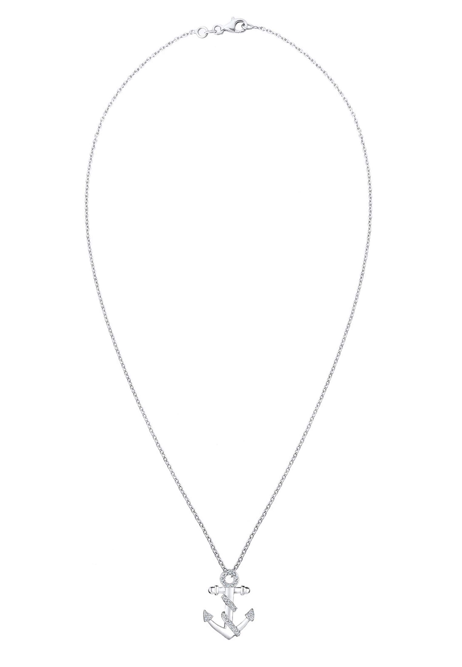 Elli Collana da Donna, Ciondolo a Forma di Ancora, con Cristalli, in Argento Sterling 925