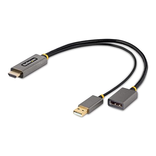 StarTech.com Cable adaptador HDMI a DisplayPort de 1 pie (11.8 in), convertidor HDMI 2.0 a DP 1.2 activo 4K 60Hz, HDR, alimentado por bus USB, disponible en Yaxa Guatemala