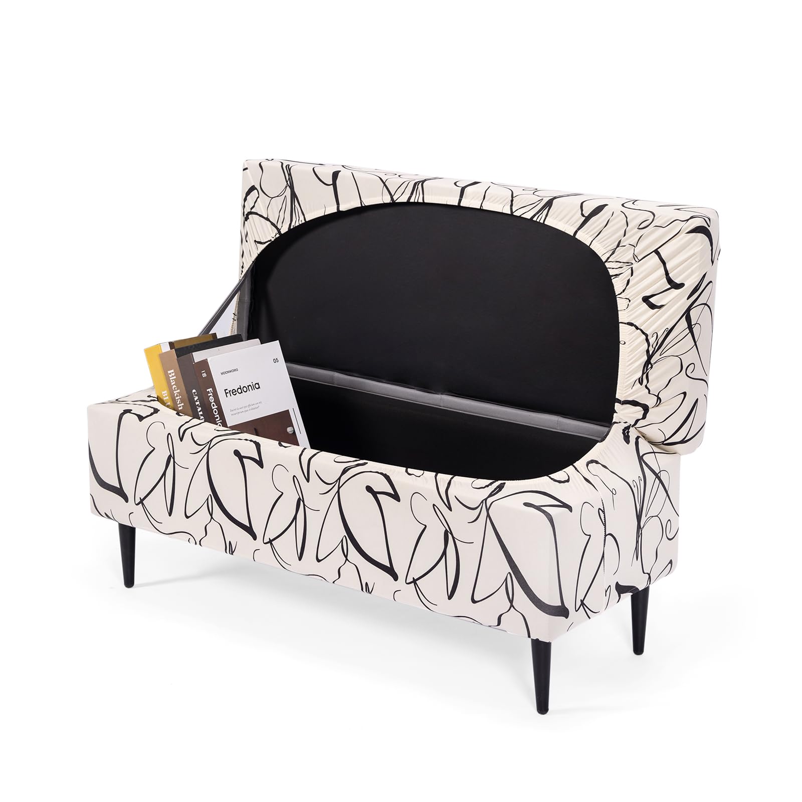 FUANGUI Ottoman Cover Stretch Storage Ottoman Bench Slipcover Printed Folding Storage Bench Ottoman Cover Footrest Stool Slipcover Footstool Protector