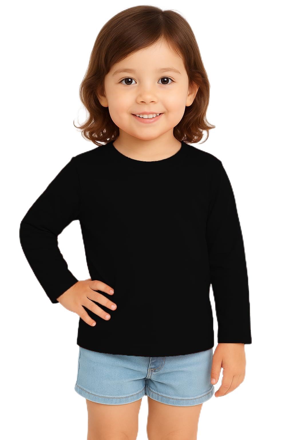 Girl's Full Sleeve Round Neck Kids Pure Cotton Skin-Friendly T-Shirt Skin Friendly Soft Bio Washed Winter Wear