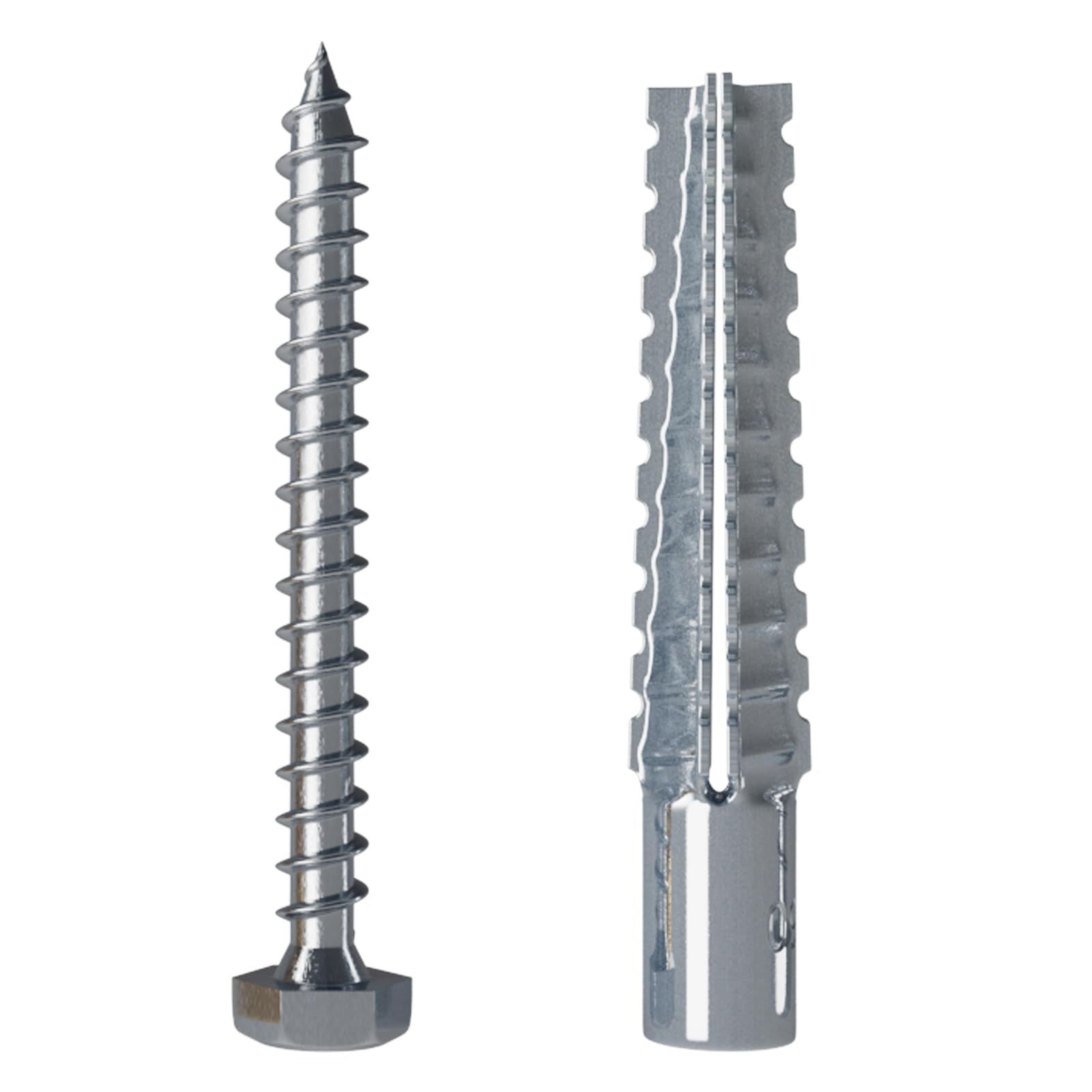 ZUYUEE 30PCS 3/8×2-3/8 in Screws and Wall Plugs Set,Concrete Anchors Wall Plugs for Brick, Bronze and Silver