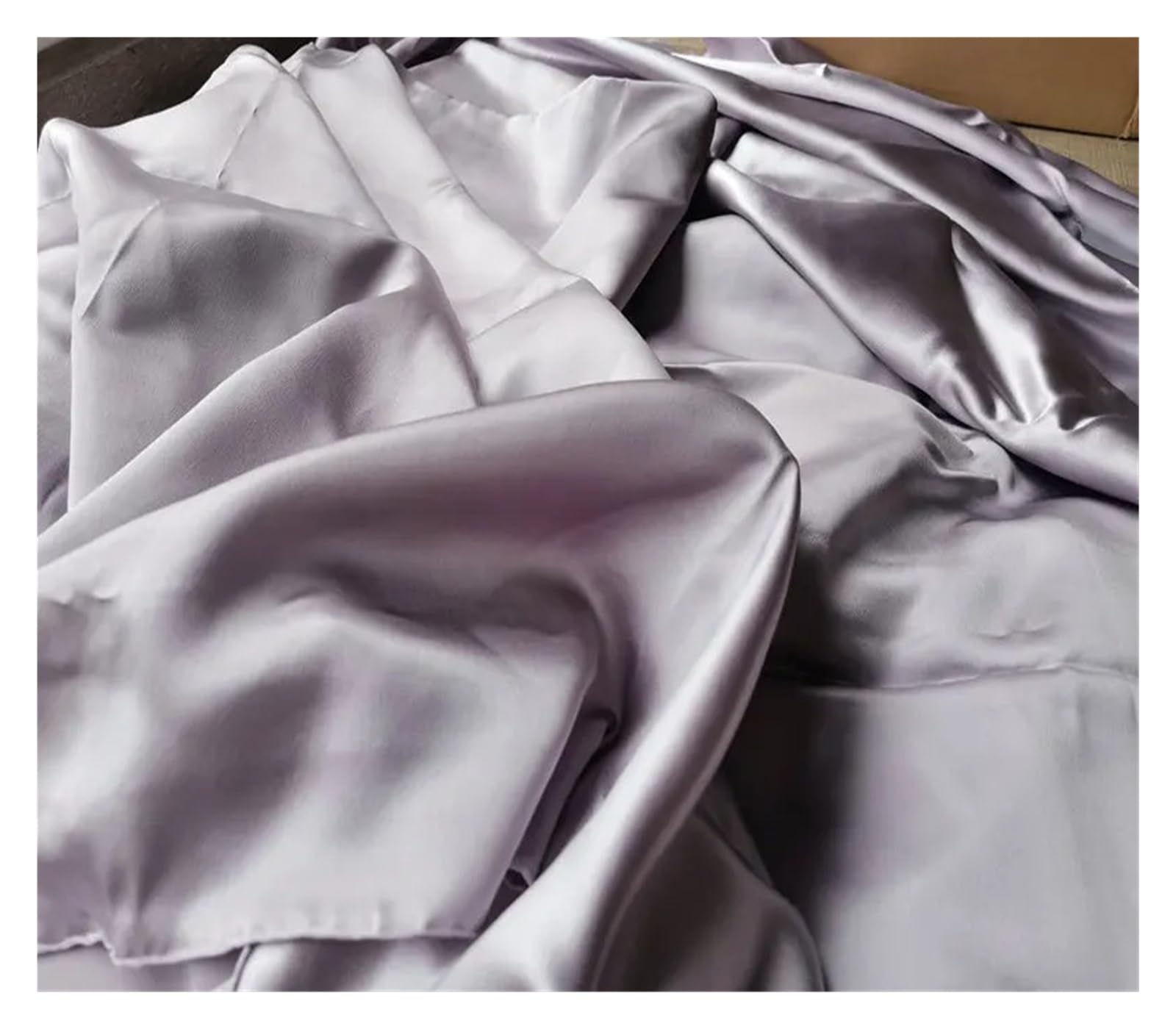 Tela De Raso Satin Ancho 280cm Tela 30 momme Seda Peso Pesado Liso Teñido DIY Vestido Ropa de cama Bufanda(6-Grey Purple,1.5 meters)