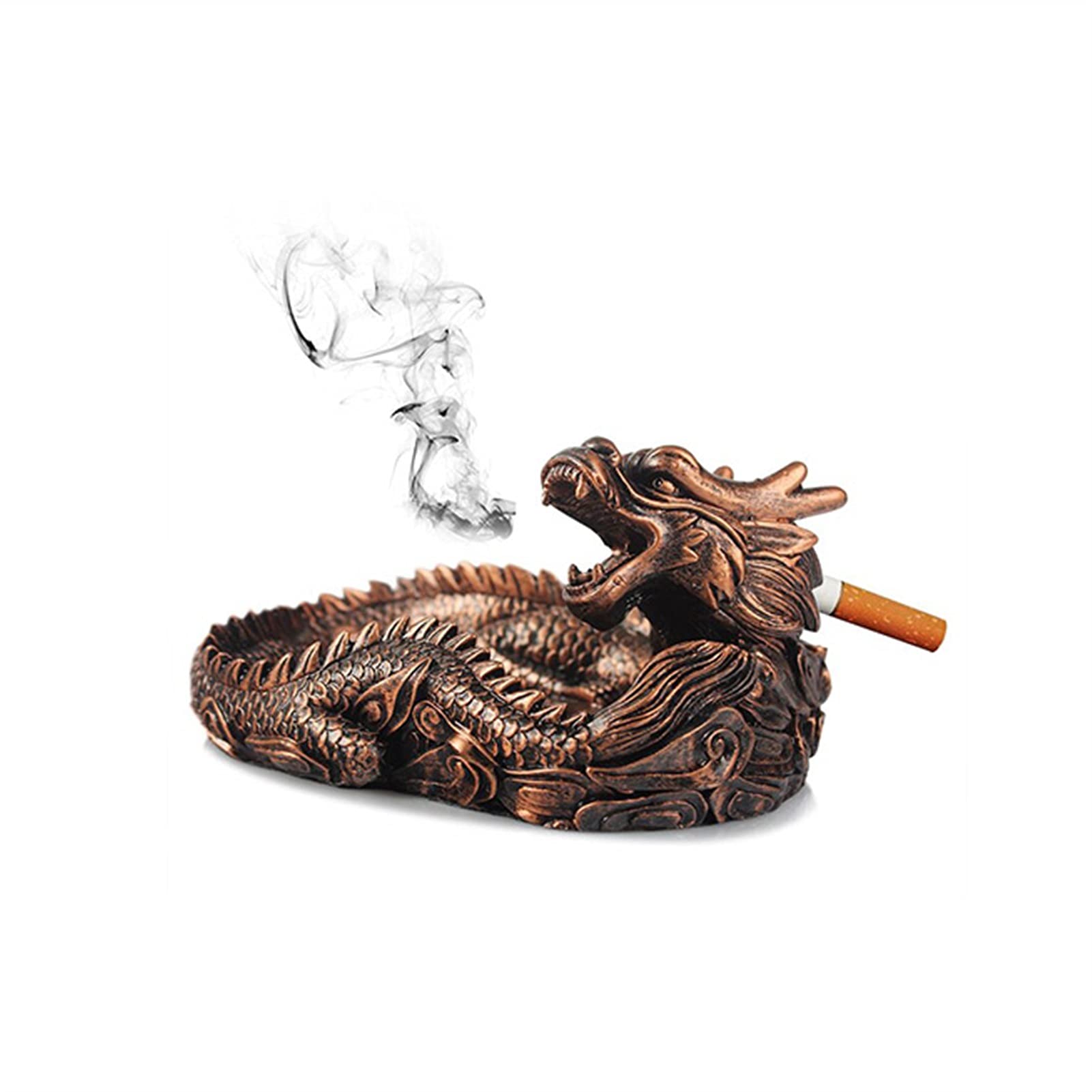 YLWLمنفضة سجائر الإبداعية الراقية الكبير wolong الرجعية متعددة الوظائف ضوء الفاخرة التنين شكل منفضة الفيلا المنزل غرفة المعيشة طاولة القهوة الديكور الحلي (Color : Panlong)