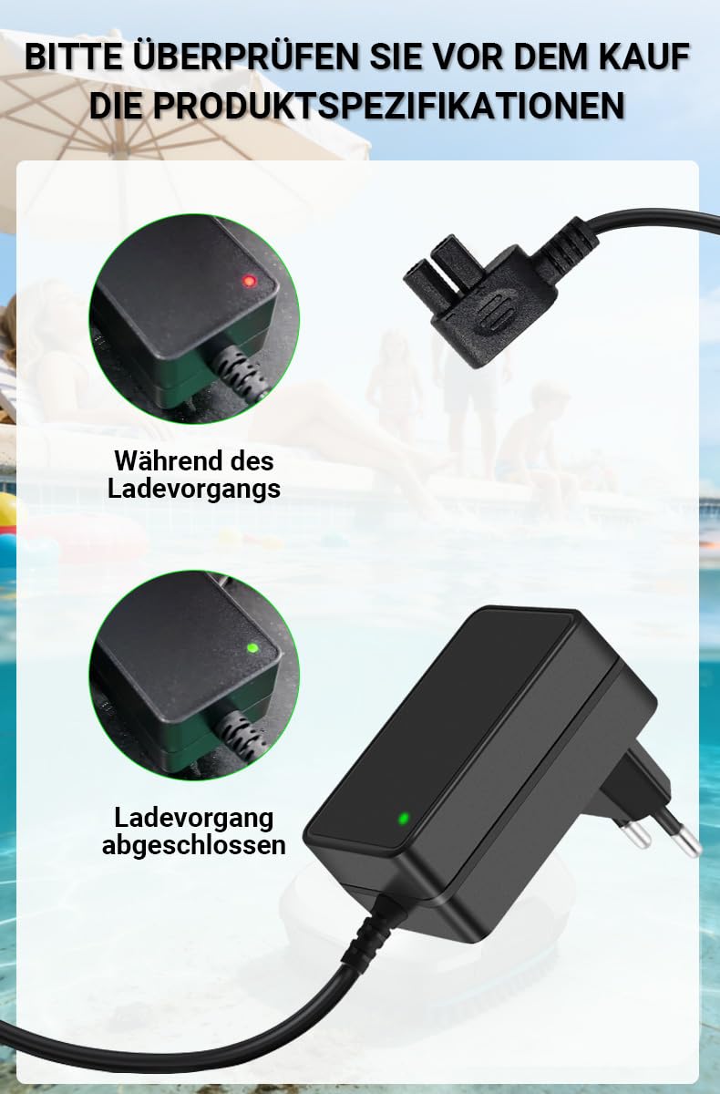 12,6V Ladegerät Kompatibel mit Aiper Scuba SE Poolroboter Poolsauger Akku Poolreiniger Ladekabel 1,8M Netzkabel DC-Adapter