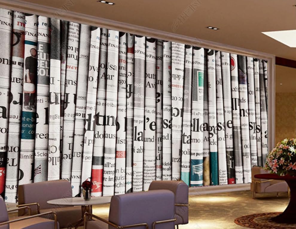 Papier peint intissé journal vintage grand format poster géant mural salon et chambre