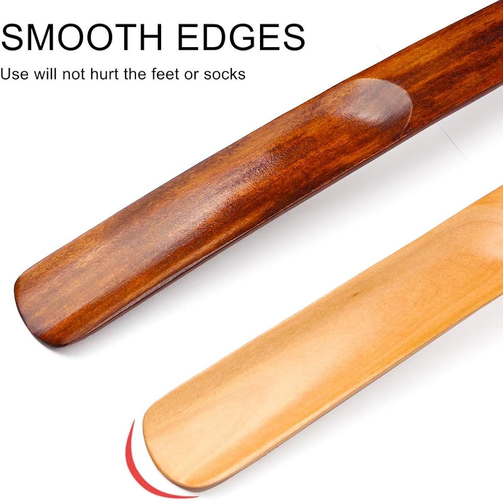nuoshen 2 Pcs Long Shoe Horn, 15 in Professional Wooden Long Handle