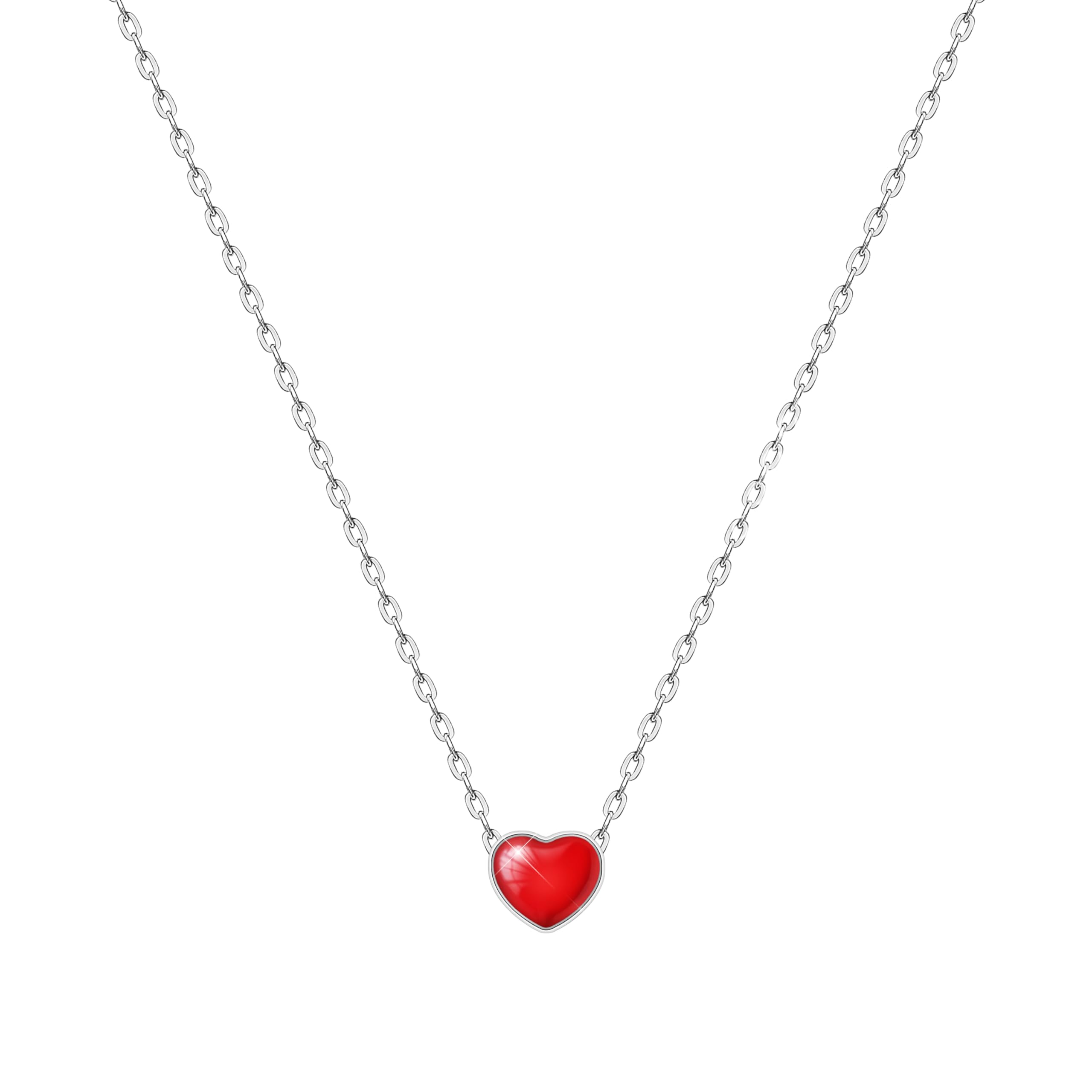 925 Silver Adjustable Necklace Circle Minimalist Enamel Tiny Heart Cactus Triangle Pendant Dainty Choker for Women