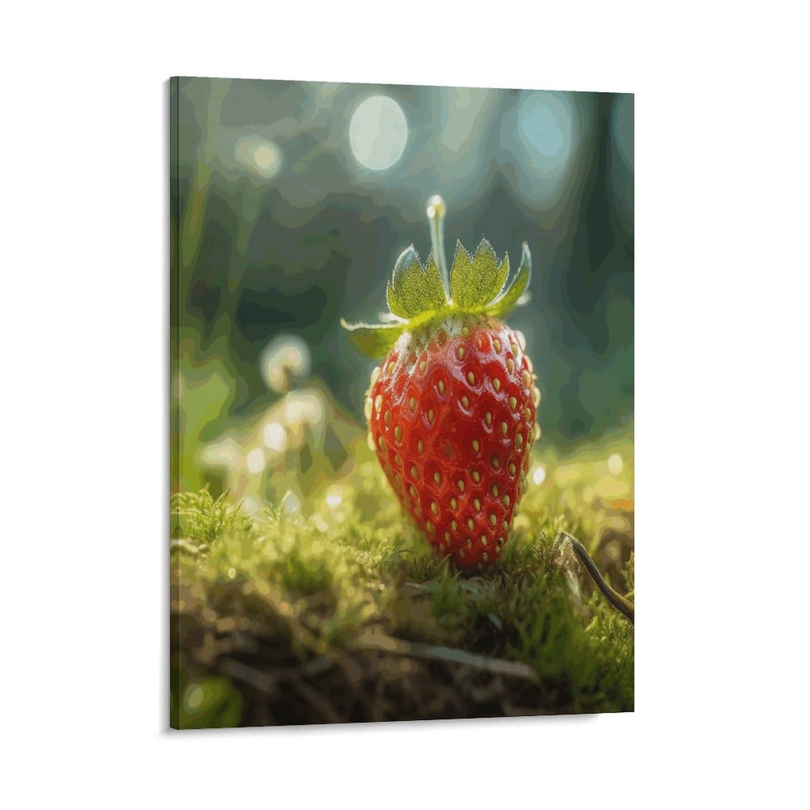 Adfgyerh Style Strawberries On The Ground Wall Art Framed,Canvas Prints Ready To Hang Home Decor,Canvas Wall Art For Living Room Hallway Office Wall Decor 08X10inch(20X25cm)