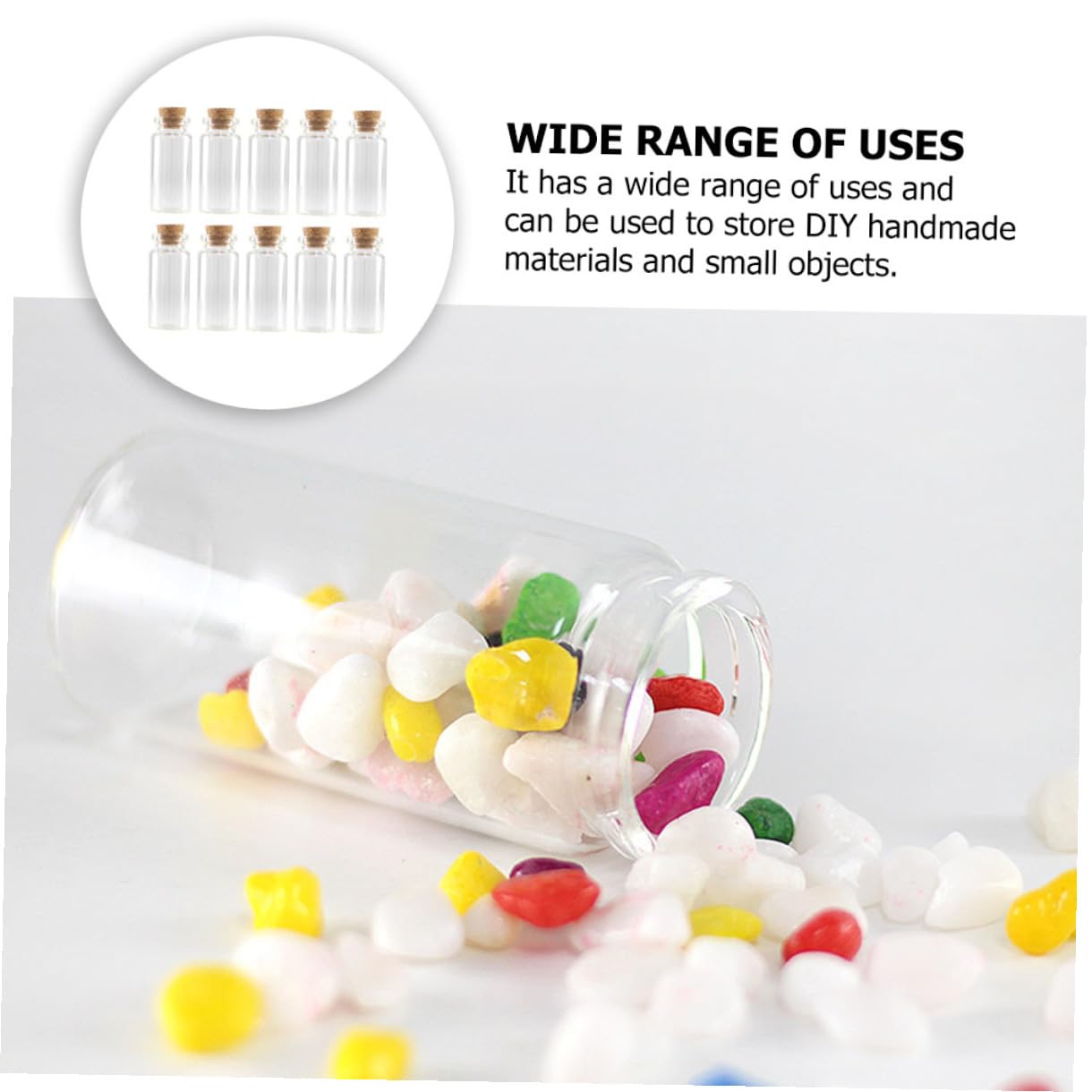 100 Stück Klarglasflaschen mit Korken 3ml Kleine Aufbewahrungsdose aus Glas Leichter und Angenehmer Griff für Dekoration und Haushalt