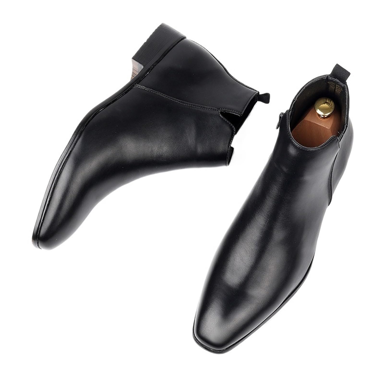 Stivali Chelsea Uomo Punta affilata Pelle Goffrata Elastico Scarpe Formali alla Caviglia