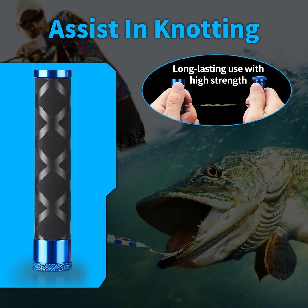 Feianoto FG GT PE Fishing Line Bobbin Knotter Knot Puller Tool Assist Spooling Pulling Rod P Tension Line Dragger for Freshwater Saltwater (Big Grey)