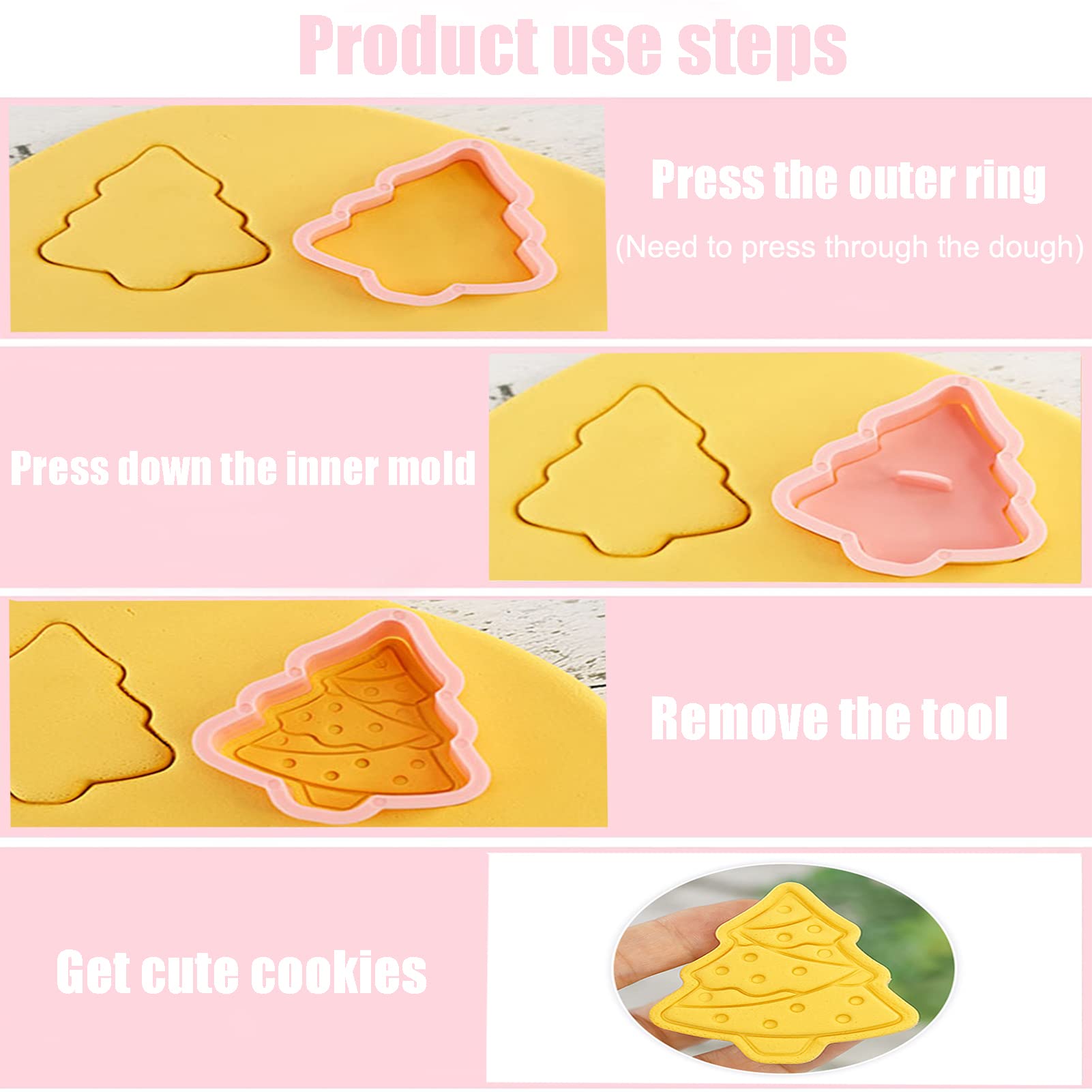 Lot De 8 Emporte-pièces Noël 3D - Moules à Biscuits Plastique, Formes Festives, Pour Fondant, Gâteau, Décoration