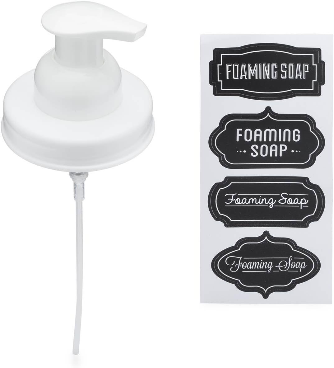 Jarmazing Products Mason Jar Foaming Soap Dispenser Lids - Includes Waterproof Stickers! Black - 12 Pack