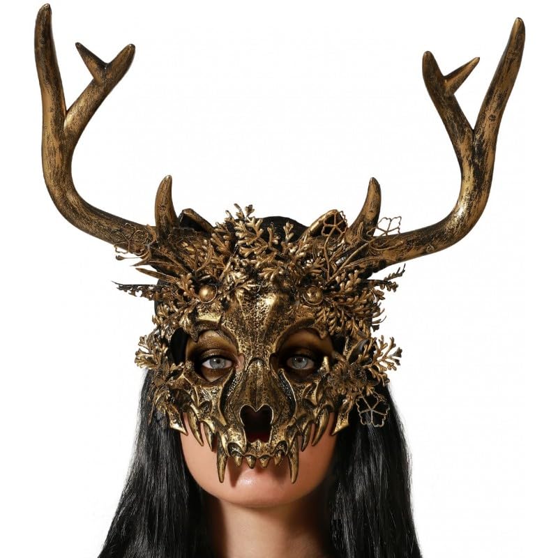 Atosa Masque Adulte Squelette de Cerf Doré