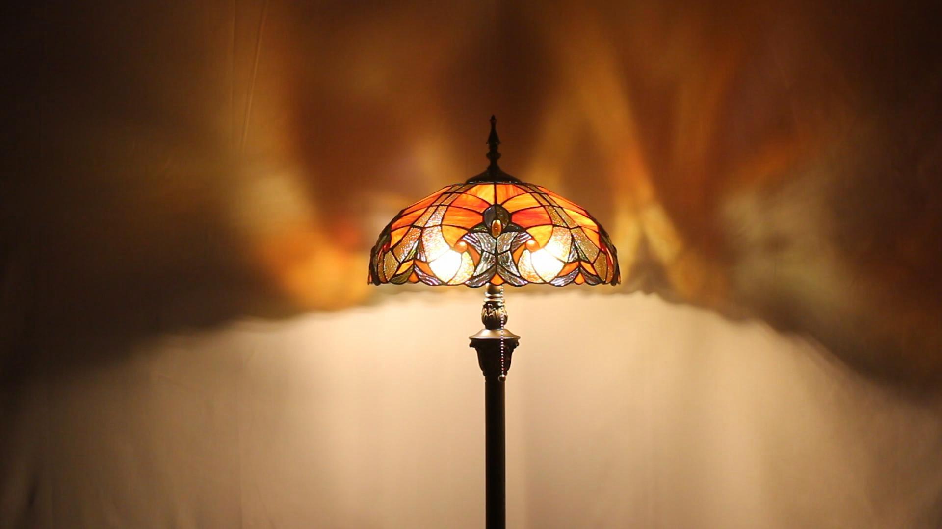 WERFACTORY Tiffany Floor Lamp Red Brown Liaison Stained Glass