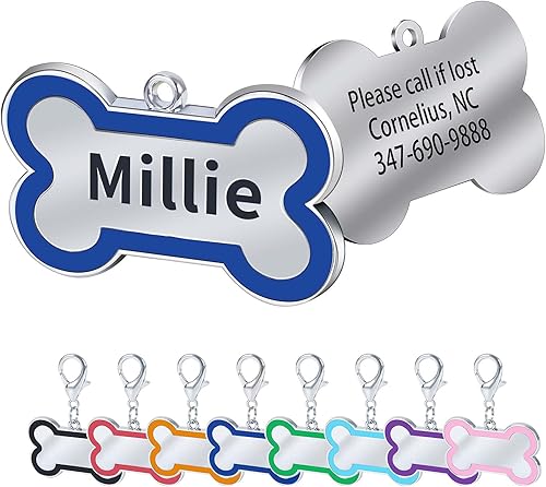 Etiquetas de identificación personalizadas para mascotas, etiquetas de identificación para mascotas pequeñas o grandes, grabadas en ambos lados, con