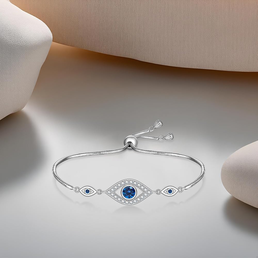 Evil Eye Bracelet for Women 925 Sterling Silver Blue Greek Evil Eye Bracelet Jewelry Gifts