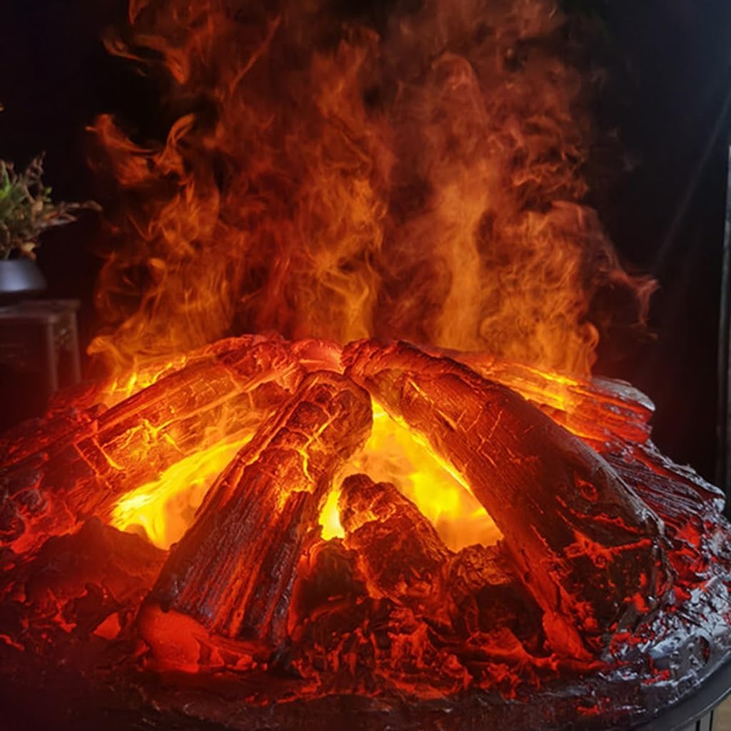Fireplace Water Vapor Electric Fireplace Stove Electronic Fireplace 3D Atomized Fireplace Decoration Retro Embedded Round Electronic Fireplace Simulated Charcoal Ornaments Sim