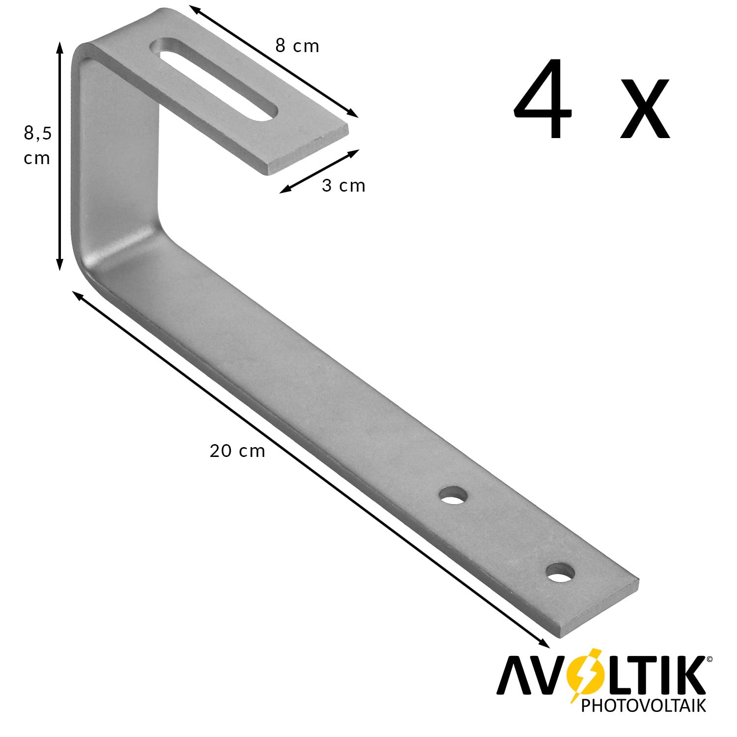 Avoltik Lot de 4 crochets de toit photovoltaïque pour bitume, ardoise et tuiles I Crochets de toit solaires de qualité supérieure en acier inoxydable 1.4301