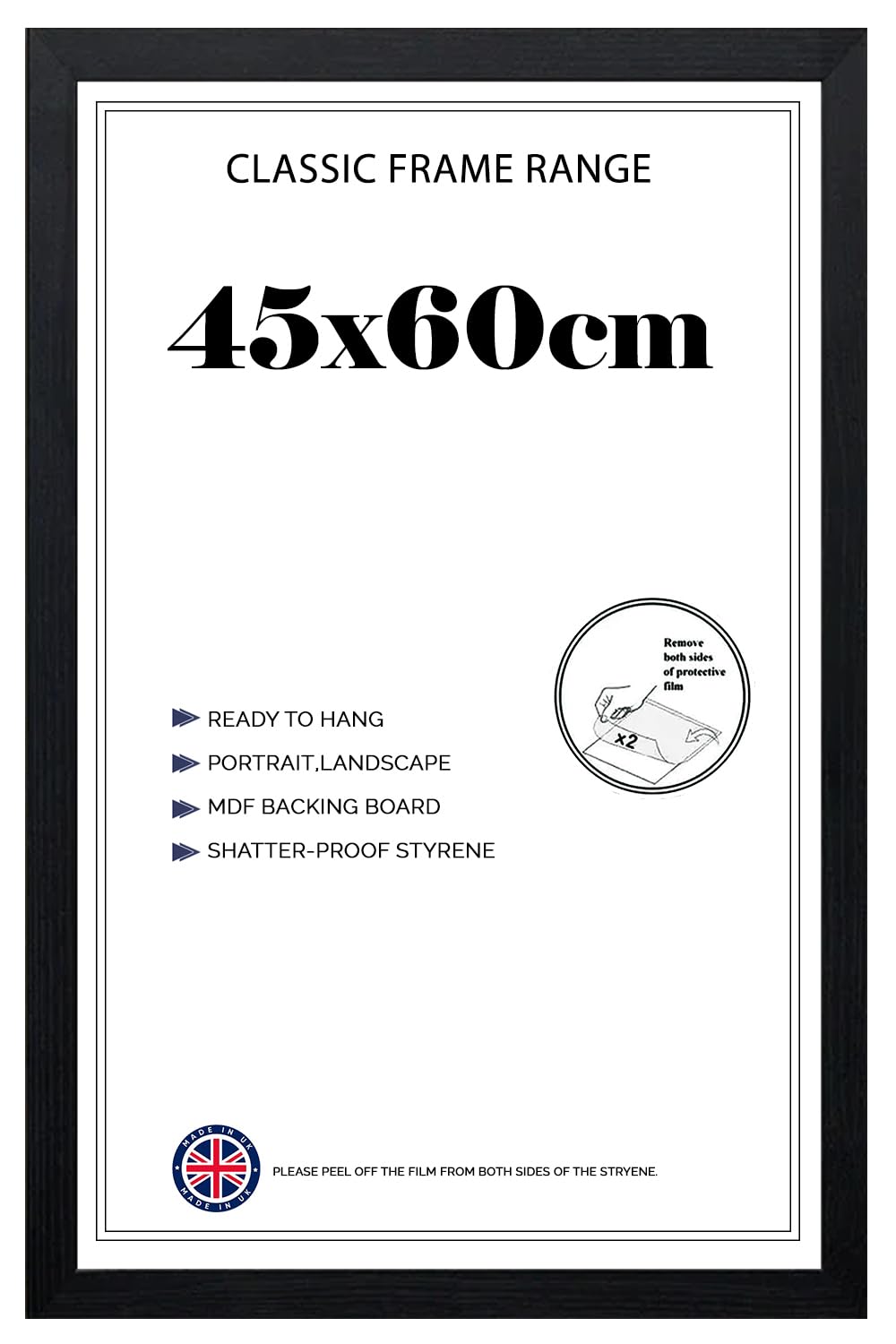 Modern Wide Poster Frame 45x60cm MDF HD Clear Front Jigsaw Puzzle Portrait or Landscape Black โ image 1